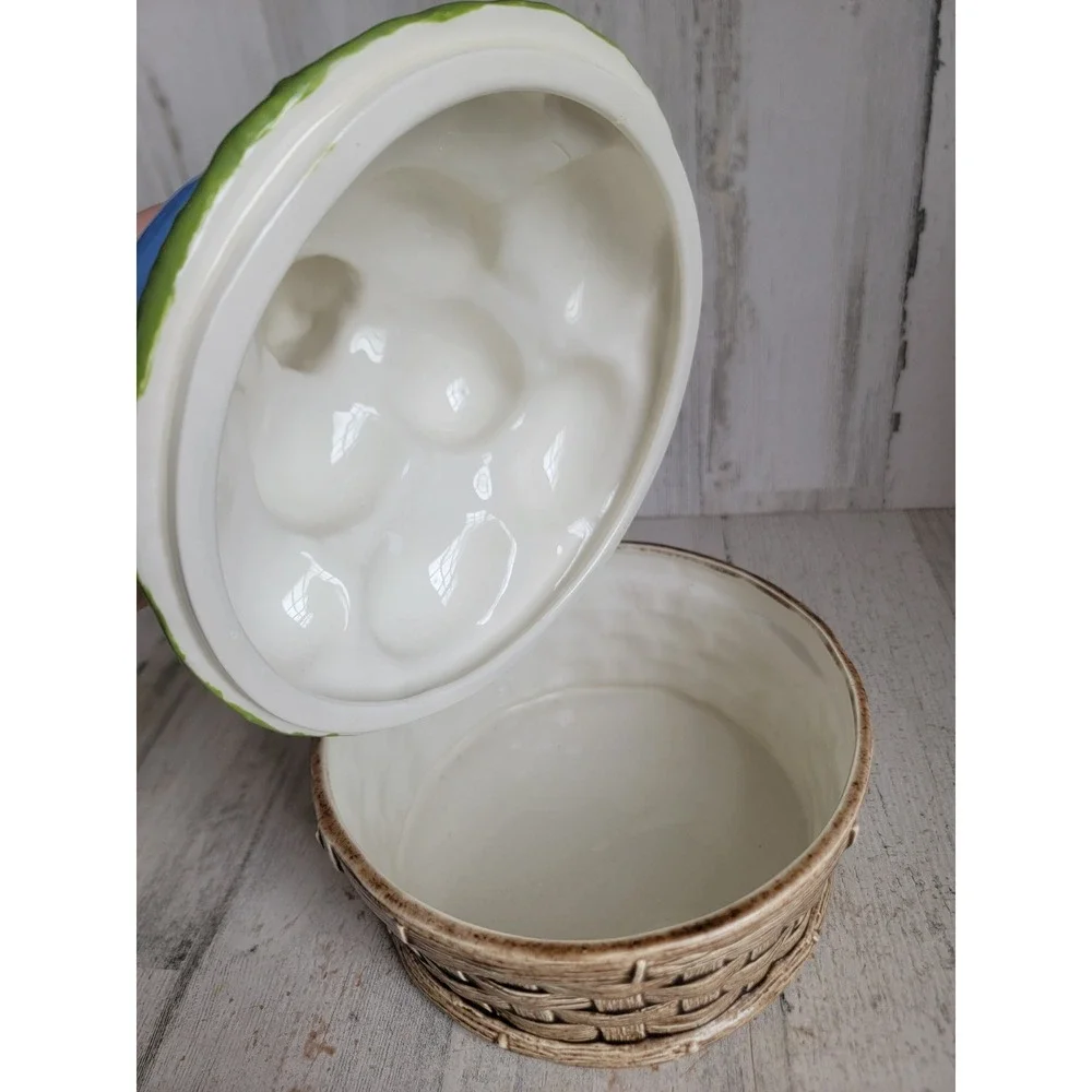 vintage chick Easter basket ceramic‎ container egg pastel home decor